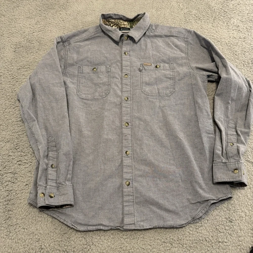 Columbia Performance Hunting Gear Men's Button Up Shirt Size‎ Large Blue